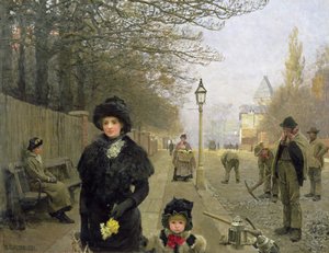 Ein Frühlingsmorgen, Haverstock Hill, 1881 von George Clausen