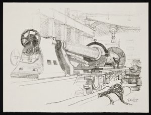 Ein großes Geschütz drehen