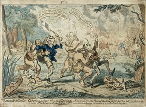 Alle unter den Hottentotten an Land..., veröffentlicht am 7. September 1819 von George Cruikshank