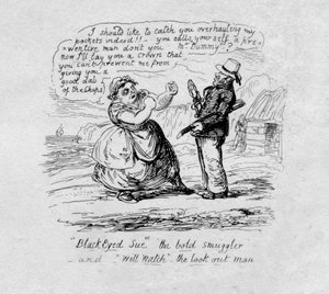 Black Eyed Sue die kühne Schmugglerin und Will Watch der Ausguck von George Cruikshank