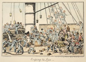Überquerung der Linie, aus Greenwich Hospital, eine Serie von Marine-Skizzen, die das Leben eines Kriegsmannes beschreiben, veröffentlicht 1825