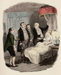 Dr. Losberne zeigt Oliver den Polizeibeamten von Bow Street - Illustration für „Oliver Twist“ von Charles Dickens, von George Cruikshank