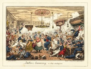 Englische Matrosen trinken und tanzen in einem Pub, Napoleonische Ära, 1829 von George Cruikshank