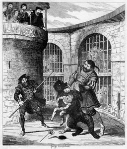 Gog befreit Xit aus dem Bären im Löwenturm, 1840 von George Cruikshank
