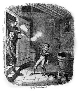 Illustration für „Oliver Twist“ (Olivier) von Charles Dickens (1812-1870), von George Cruikshank (1792-1878)