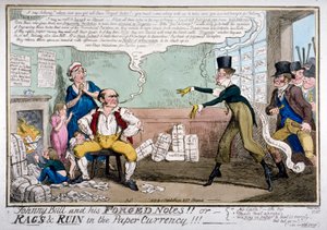 Johnny Bull und seine gefälschten Noten!!! von George Cruikshank
