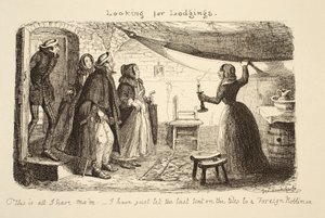 Auf der Suche nach einer Unterkunft, veröffentlicht 1851 von George Cruikshank