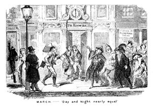 März - Tag und Nacht fast gleich, 19. Jahrhundert von George Cruikshank