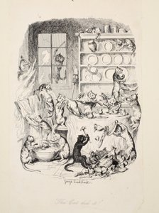 Die Katze hat es getan, aus Die größte Plage des Lebens, veröffentlicht 1847 von George Cruikshank