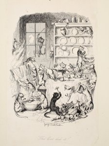 Die Katze hat es getan, aus Die größte Plage des Lebens, veröffentlicht 1847 von George Cruikshank