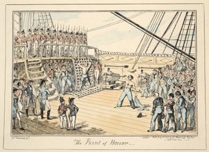 Der Ehrenpunkt, aus Greenwich Hospital, eine Serie von Marine-Skizzen, die das Leben eines Kriegsmannes beschreiben, veröffentlicht 1825 von George Cruikshank