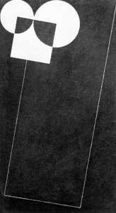 Schiefer, mit Quadrat und zwei Kreisen
