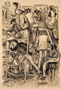 Vernissage-Tag an der Royal Academy von George du Maurier