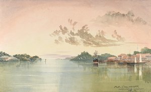 P&O Kohlenkai, Innerer Hafen Singapur, August 1862 von George E.L.S. Sanford