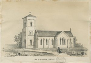 Stafford - Christ Church: getönte Lithographie, nd [?mittleres 19. Jahrhundert]