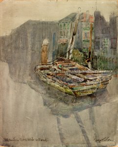 Aalboote in einem Kanal in Dordrecht, Holland