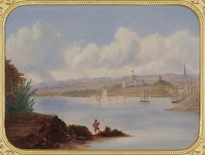 Regierungsgebäude und Pinch Gut Island, Sydney Harbour, 19. Jahrhundert
