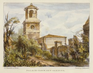 Palastuhr, Kew Gardens, Tafel 7 aus Kew Gardens: Eine Serie von vierundzwanzig Zeichnungen auf Stein, graviert von Charles Hullmandel, veröffentlicht 1820