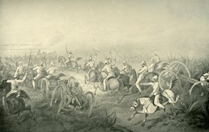 Indische Pferdeartillerie im Galopp, 1850er Jahre, 1901 von George Francklin Atkinson