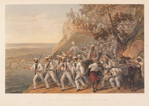 Die 1. Bengal Fusiliers marschieren von Dugshai herunter, 1857 von George Francklin Atkinson