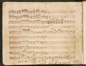 Originalpartitur des letzten Folios aus der Oper 