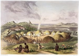 Zulu-Kraal in der Nähe von Umlazi, Natal, 1849 von George French Angas