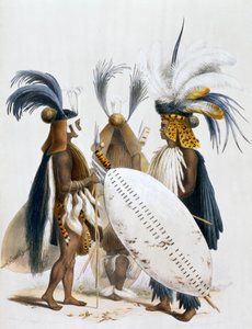 Zulu-Soldaten der Armee von König Panda, 1849 von George French Angas