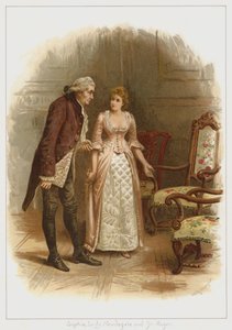 Sophia, Lady Newdegate, und Sir Roger (Farblithografie) von George Goodwin Kilburne