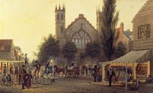 Abenddämmerung, St. Thomas Kirche, New York, ca. 1835 von George Harvey