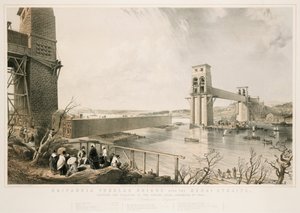 Britannia Tubular Bridge während des Baus, 3. Dezember 1849
