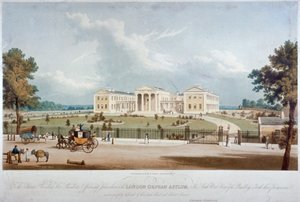 Südwestansicht des London Orphan Asylum in Lower Clapton, Hackney, London, um 1830 von George Hawkins