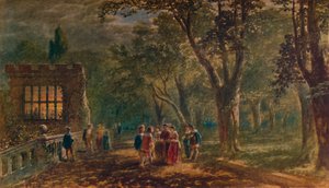 Eine Sommernacht: die Terrasse, Haddon Hall, 1875, 1935 von George Haydock Dodgson