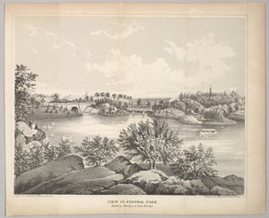 Ansicht im Central Park mit Balkonbrücke und Eichenbrücke, Valentines Handbuch