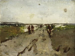 Landschaft bei Waalsdorp, mit Soldaten bei Manövern