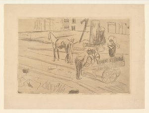 Arbeiten in der Baugrube Sint Agnietenstraat in Amsterdam von George Hendrik Breitner