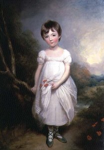 Porträt eines jungen Mädchens in einem weißen Kleid von George Henry Harlow