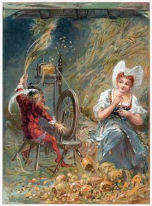 Rumpelstilzchen beim Spinnen, Illustration aus 