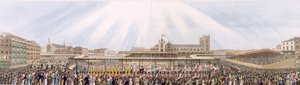 Ansicht der Krönungsprozession von König George IV vom Westminster Hall zur Abtei, 19. Juli 1821 von George Humphrey