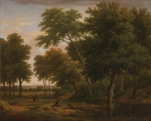 Waldlandschaft mit Figuren, um 1745 von George Lambert