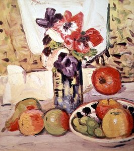Stillleben mit Anemonen und Äpfeln