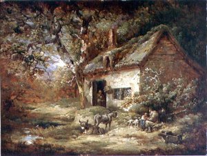 Die Hüttentür mit einem Esel von George Morland