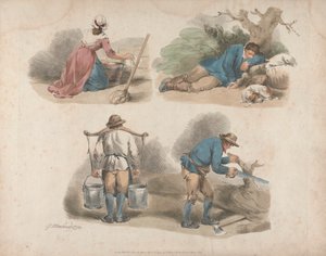Satz von fünf: Studien von Arbeitern von George Morland