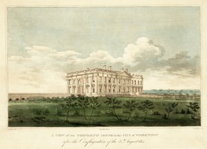 Ein Blick auf das Präsidentenhaus in der Stadt Washington nach dem Brand vom 24. August 1814 von George Moutard Woodward