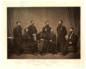 Sherman und seine Generäle [Blair aus einem anderen Negativ vor dem Druck hinzugefügt], 1865