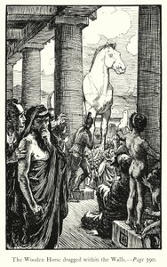 Die Ilias: Das hölzerne Pferd wird innerhalb der Mauern gezogen von George Percy Jacomb Hood