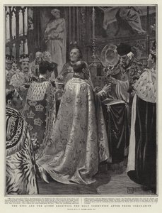 Der König und die Königin empfangen die Heilige Kommunion nach ihrer Krönung von George Percy Jacomb Hood