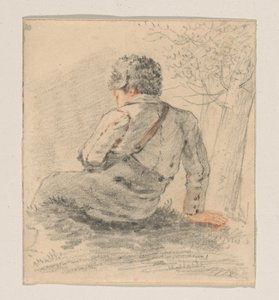 Sitzender Junge, von hinten gesehen