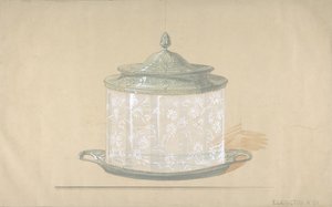 Entwurf für eine Glasbox mit Silberbasis und Deckel, 1820-65. von George Richards Elkington