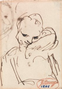 Ein Mädchen mit einem Kaninchen oder Haustierhund auf der Schulter von George Romney