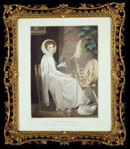 Die Spinnerin (Stich von Thomas Cheesman, nach G. Romney, herausgegeben von John und Josiah Boydell 1789) von George Romney
